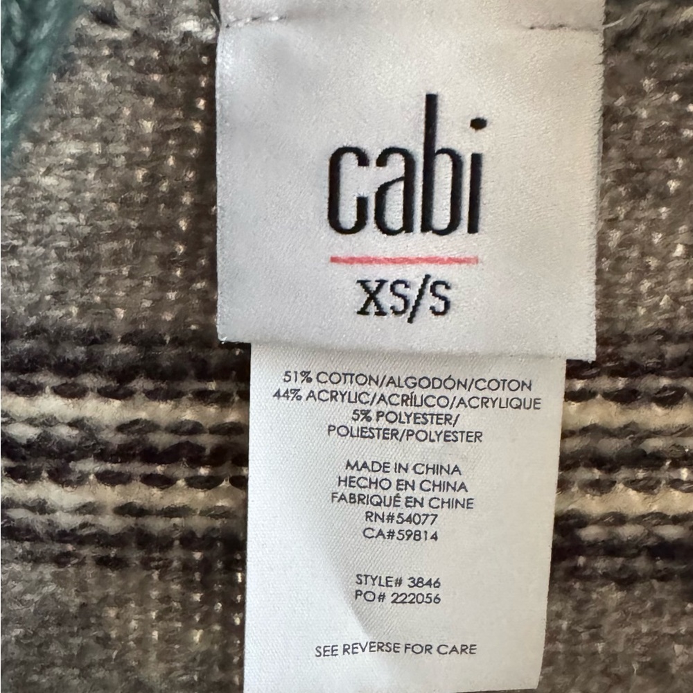 Cabi 3846 Windchill Wrap Open Front  Blue, Turquoise and Gray  Sweater-XS/S - Picture 10 of 10